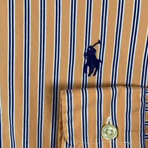 Ralph Lauren Men's 16 34/35 Large Classic Fit Shirt Orange Stripe Button Down
